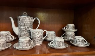 Juego de café Pontesa vintage negro y blanco