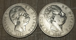 #2285 – Due Monete 2 Lire, Argento Regno Italia