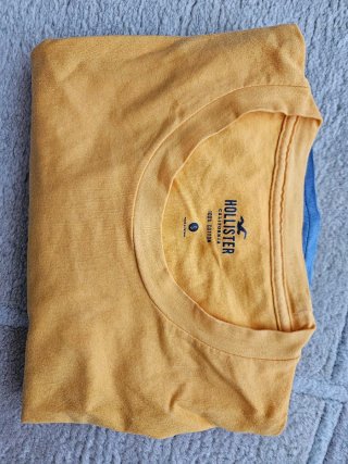Camiseta Hollister degradado azul y amarillo