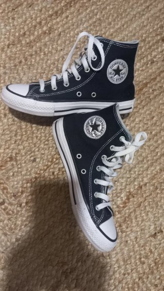 Zapatillas Converse Altas Negras y Plata