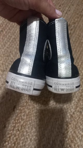 Zapatillas Converse Altas Negras y Plata