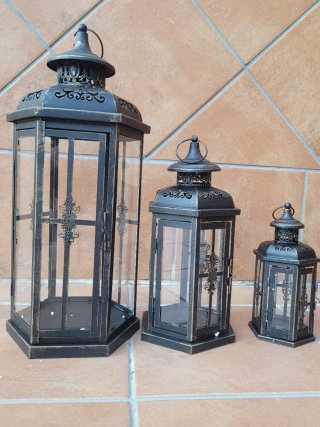 Set 3 Lampade Vintage Nero/Oro