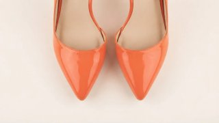 Tacones Naranja Charol Correa Tobillo