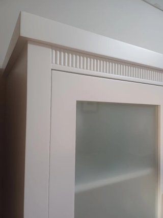 Mueble salón TV y vitrina madera lacado blanco