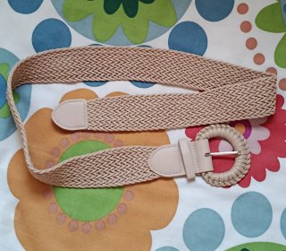 Cinturón trenzado mujer beige
