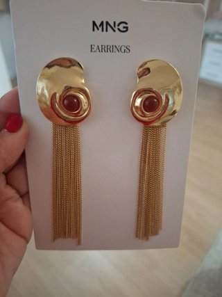 Pendientes Mango Dorados con Piedra Roja
