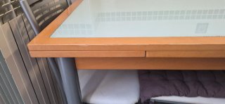 Mesa extensible madera y cristal