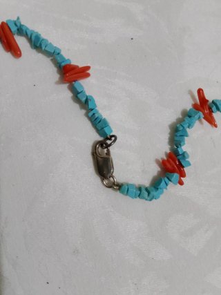 Collana turchese e corallo con perle