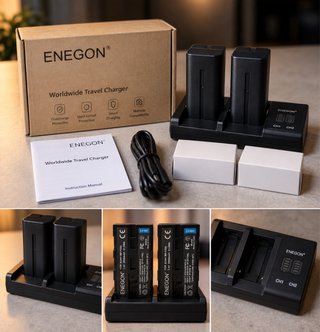 2 Baterías Enegon NP-F550 + Cargador Doble