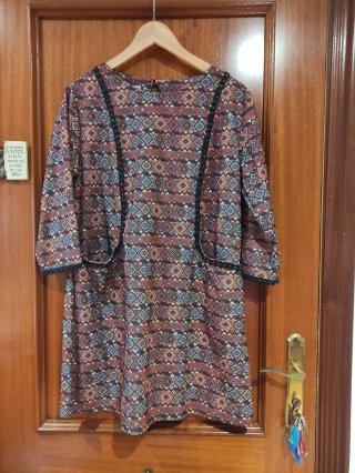 Vestido estampado multicolor talla L