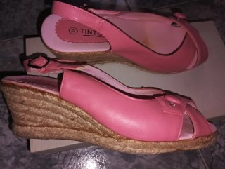 Sandalias cuña Tinto rosa talla 38