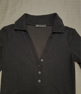 Body soft Zara interlock Camisa Negra Manga Corta