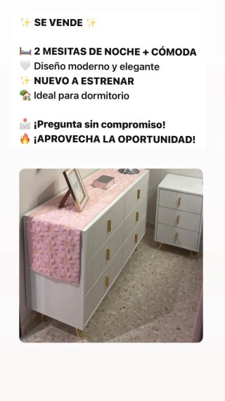Cómoda y 2 Mesitas de Noche Diseño Moderno