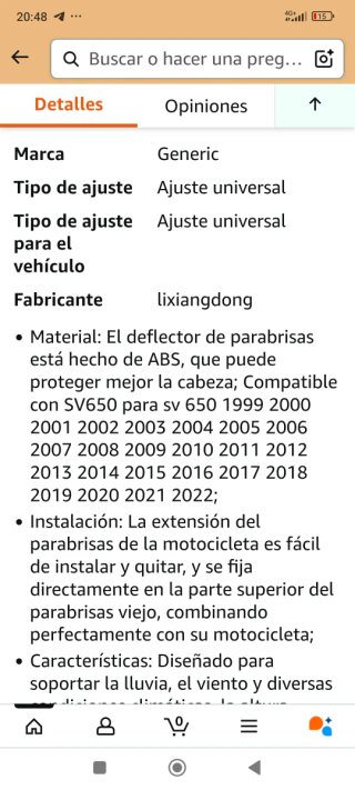 Deflector Viento Suzuki SV650 1999-2022 Transparen
