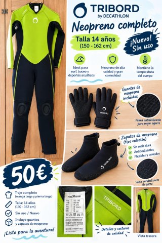 Traje Neopreno Tribord 14 años + Guantes y Zapatos