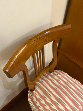 4 Sillas Madera Cerezo Tapizado Rayas