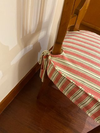 4 Sillas Madera Cerezo Tapizado Rayas