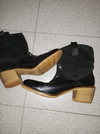 Botines de piel mujer negros