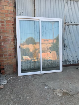 Puerta corredera cristal doble aluminio blanco