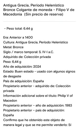 Colgante Moneda Antigua Grecia Bronce