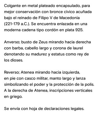 Colgante Moneda Antigua Grecia Bronce