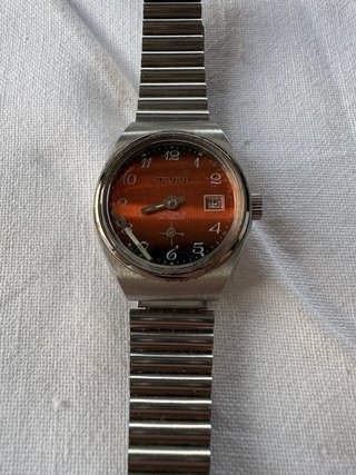 Reloj Savar vintage esfera naranja