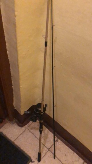 Caña de pescar con carrete