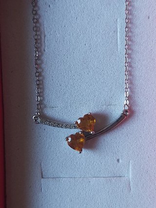 Collar dos citrinos corazón plata