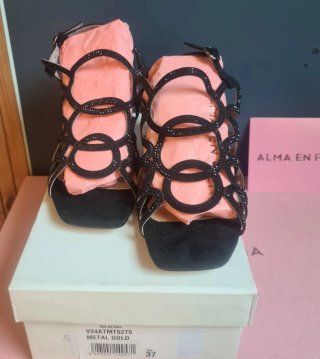 Sandalias tacón Alma en Pena negras Talla37 Nuevas