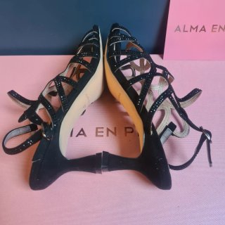 Sandalias tacón Alma en Pena negras Talla37 Nuevas