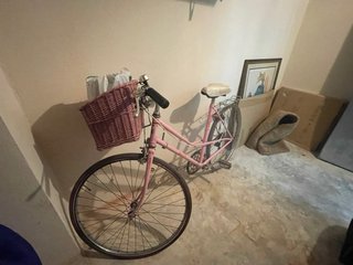 Bicicleta rosa mujer con cesta
