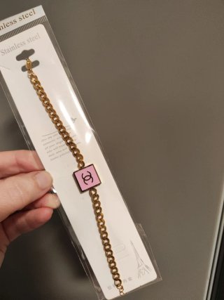 Pulsera inspiración Chanel acero inoxidable rosa