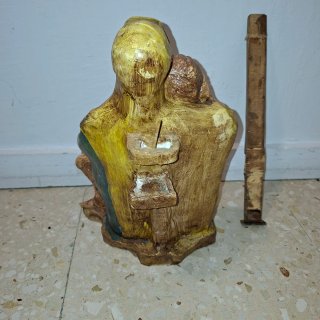 Virgen con Cristo Escayola Policromada