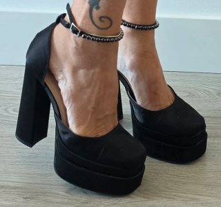 ZAPATOS DE TACÓN CHUNKY RASO NEGRO