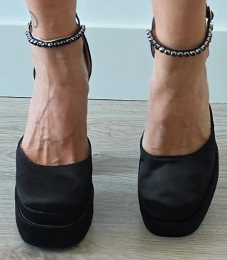 ZAPATOS DE TACÓN CHUNKY RASO NEGRO