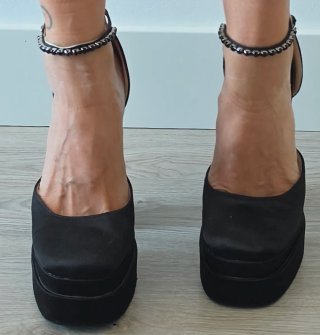 ZAPATOS DE TACÓN CHUNKY RASO NEGRO