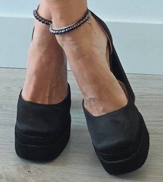 ZAPATOS DE TACÓN CHUNKY RASO NEGRO