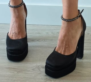 ZAPATOS DE TACÓN CHUNKY RASO NEGRO