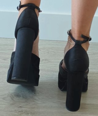 ZAPATOS DE TACÓN CHUNKY RASO NEGRO