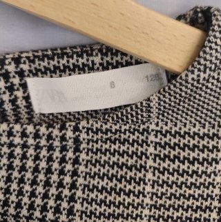 Vestido Zara Niña Talla 8 Cuadros Negro Blanco