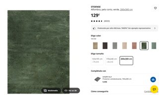 Alfombra STOENSE verde 200x300 cm