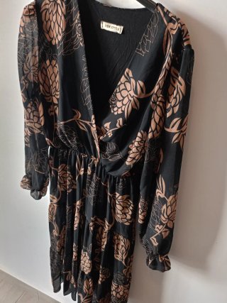 Abito lungo nero chiffon floreale