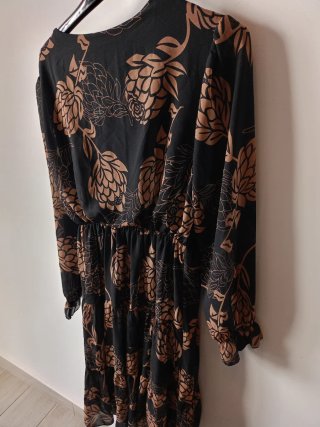 Abito lungo nero chiffon floreale