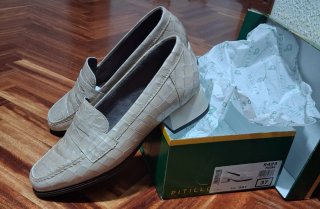 Mocasines Pitillos Beige Cocodrilo