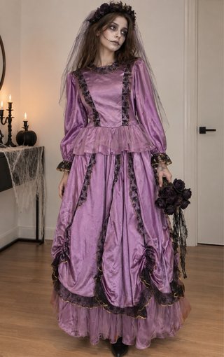 Vestido de época estilo victoriano en color lila