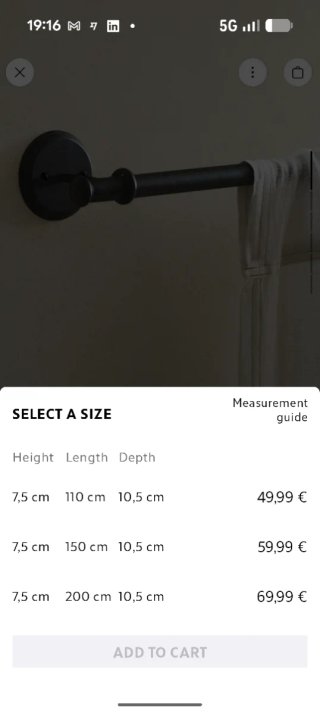 Cortinero de Hierro Zara Negro 200cm