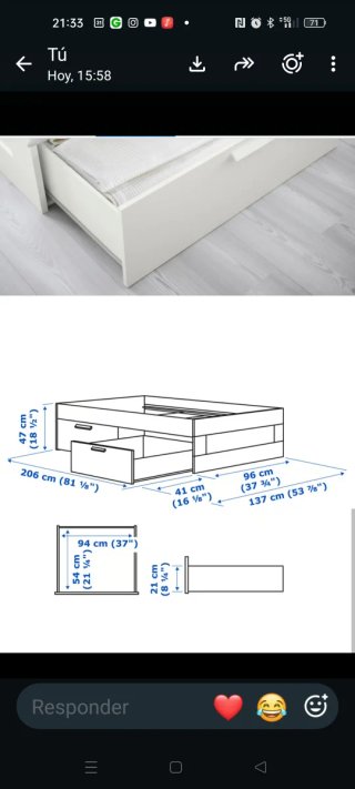 Cama individual Ikea blanca cn cajones en Tenerife