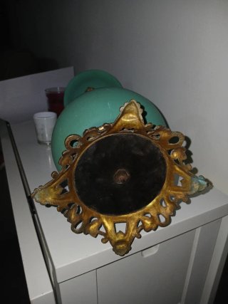 Lampada da tavolo vintage verde ad olio