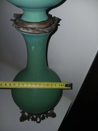 Lampada da tavolo vintage verde ad olio