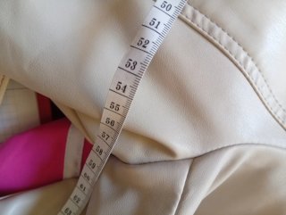 Cazadora Biker Piel Sintética Beige TINTA XL
